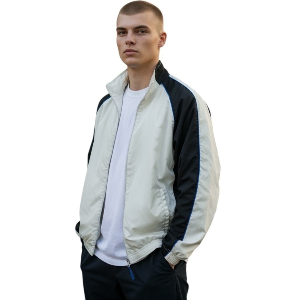 Consensus Sport Windbreaker Jacket, Men's, Color Beige and White,‎ Size Large